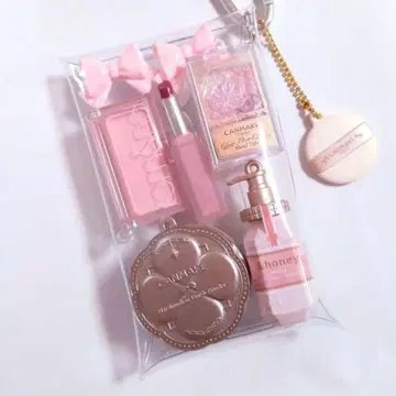 귀여운 벚꽃색 핑크 화장품 가챠 파우치 &honey 앤드 허니 미니어처