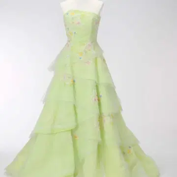 라이트 그린 컬러 드레스 스트랩리스