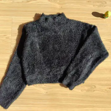 ROPE PICNIC 샤기 형태 니트 블랙 짧은 기장