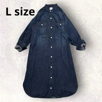 [ 새상품급 ] Lee 밴드 카라 데님 롱 원피스 사이드 슬릿 L