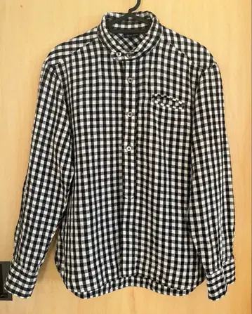 SA-RAH 블랙 화이트 체크 긴팔 셔츠