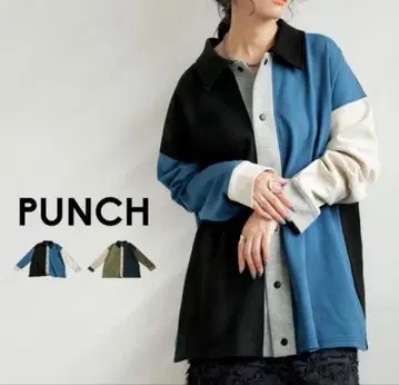 새상품급! 안티카 antiqua 배색 절개 자켓 셔츠 블루 긴팔