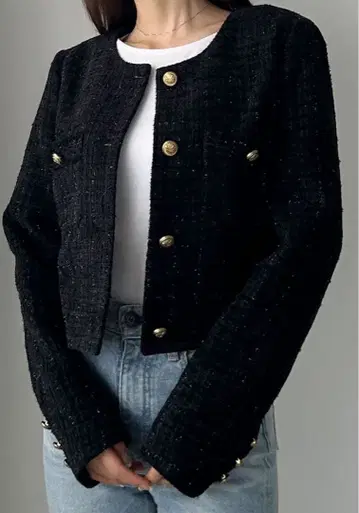 Louere 팬시 라메 트위드 숏 자켓