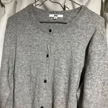 유니클로 캐시미어 3XL 그레이 버튼 가디건 긴팔