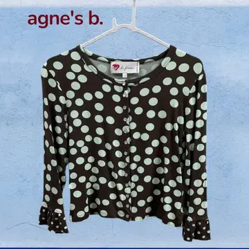 agne's b. 프릴 소매 도트 가디건 T2