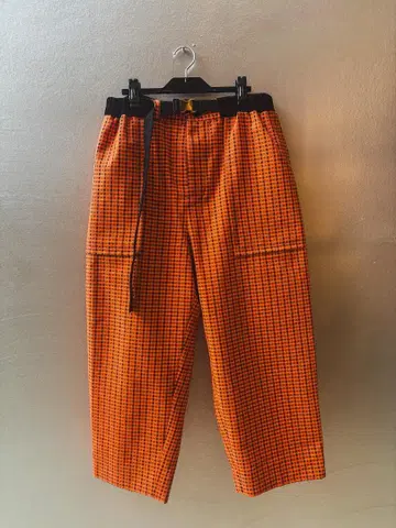 sacai / 사카이 간쿠이 체크 와이드 팬츠 오렌지