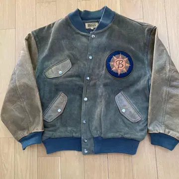 빈티지 BIGI 올 가죽 바시티 자켓 바크스킨&표피 가죽