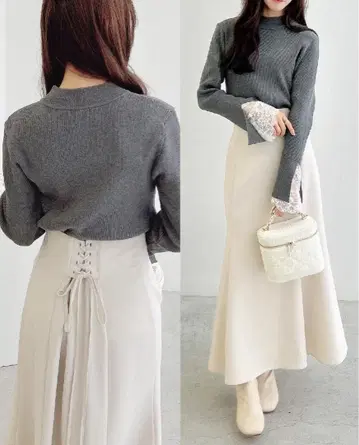 INGNI 백 레이스업 머메이드 스커트 아이보리 L 사이즈