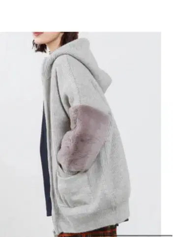 새상품 트로아 trios 에코 퍼 절개 숏 후드 블루종 21780엔