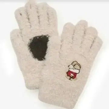 1점 한정 Afternoon Tea x 스누피 자수 손가락 장갑 아이보리