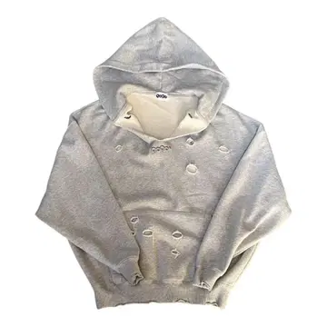 9090 데미지 가공 그레이 후드티