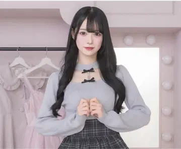 pium 피움 비쥬 초커 라메 니트 블루 그레이