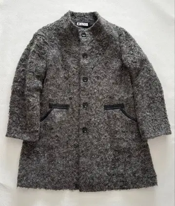 San. Anon 롱 코트 노카라 코트 그레이 라메