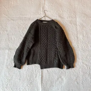 [새상품급] 신조운 2022 링크 케이블 니트 카키 울 변형