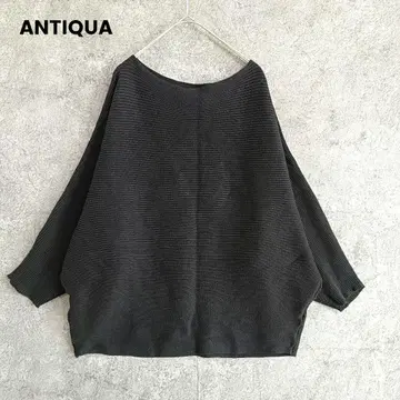 ANTIQUA 안티카 돌먼 코튼 니트 빅 루즈 블랙 무지 프리