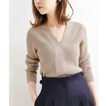 새상품급 IENA 이에나 3x3 리브 V넥 풀오버