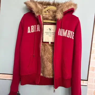 ABERCROMBIE AND FITCH 후드 부착 레드 후드티 M