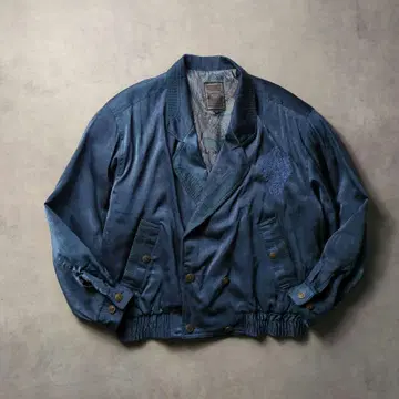 90s 00s 더블 짧은 기장 블루종 페이즐리