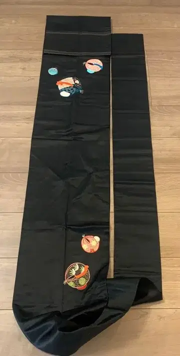 앤티크 빈티지 시대물 1960년대 카게마츠 블랙 베이스 자수 오비