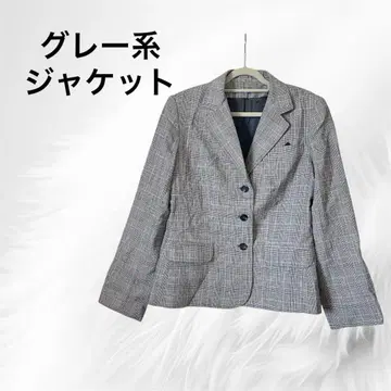 그레이 계열 체크 테일러드 자켓