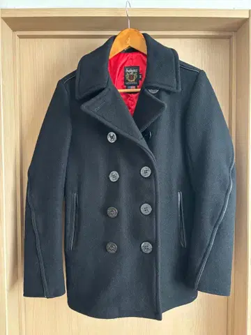 Schott 가죽 파이핑 울 P 코트 34