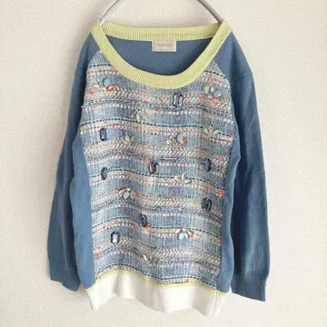 베로폰나 니트 스웨터 블루 38 비쥬 코튼 실크 혼방