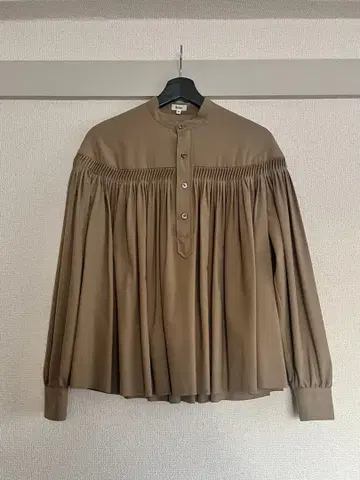 Scye 핀턱 밴드 카라 셔츠 사이즈 38