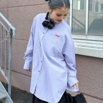 [ 25quee ] 스트릿 모듬 BIG 셔츠 지나시스 라일락