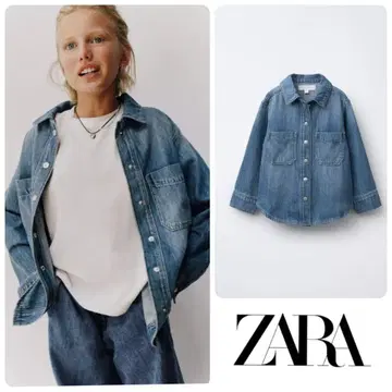 완판템 ZARA KIDS 데님 셔츠 자켓 블루 164cm
