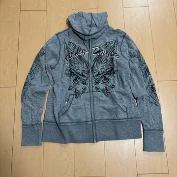 Harley-Davidson 큐빅 장식 후드티 L 사이즈 그레이