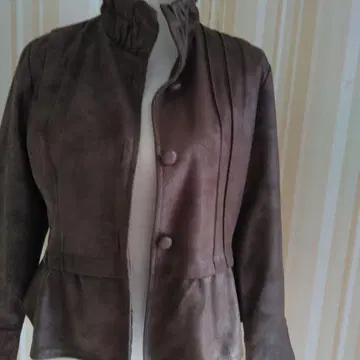 브라운 가죽 자켓 스탠드 카라