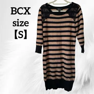 BCX [ S ] 칠분 보더 원피스 베이지 x 블랙