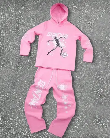 핑크 후드 맨투맨 셋업 UK 드릴 HIPHOP 스트릿