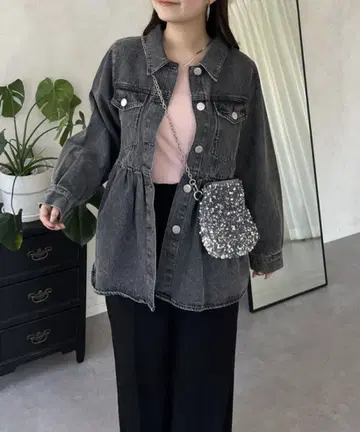 prose verse 개더 플럼 데님 자켓