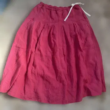 린넨 핑크 플레어 스커트