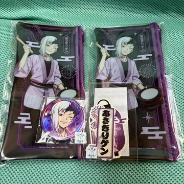 Dr.STONE 최애 복권 여름 축제 캔뱃지 클리어 파우치 아사기리 겐