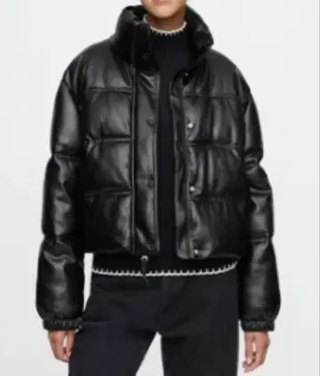 비건 가죽 크롭 헤비 웨이트 퍼퍼 자켓