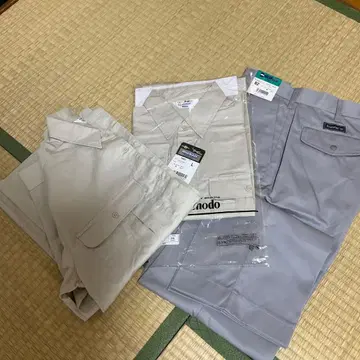 작업복 워크 셔츠 L 사이즈 베이지 2장 팬츠 그레이 허리 82