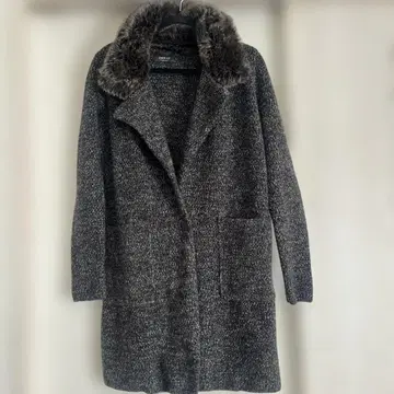 ZARA KNIT 그레이 퍼 롱 코트 가디건 USA-S 사이즈