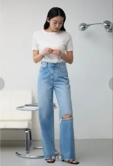 AZUL by MOUSSY 데미지 데님 팬츠 S