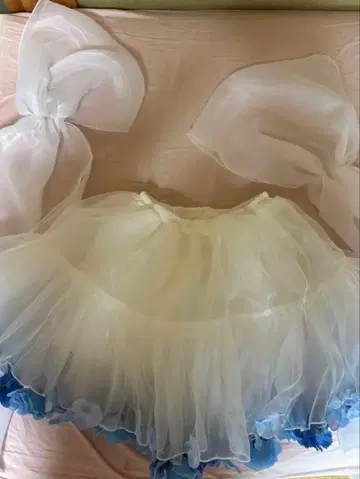 플레어 파니에 파란 꽃 장식