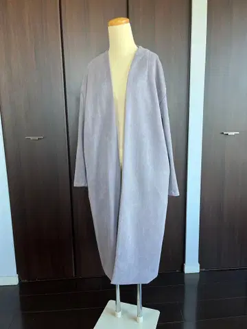 연보라 스웨이드풍 롱 코트