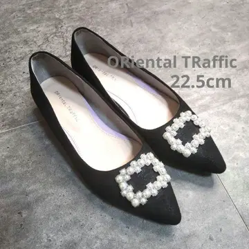 오리엔탈 트래픽 22.5 펄 장식 블랙 스틸레토 펌프스