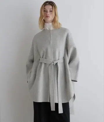 소프트 울 리버 판초 코트 그레이