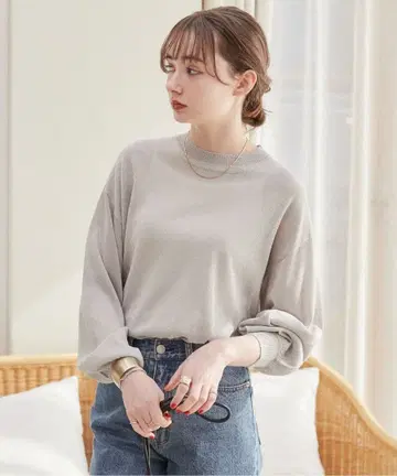 ANGIE 볼륨 슬리브 시어 니트