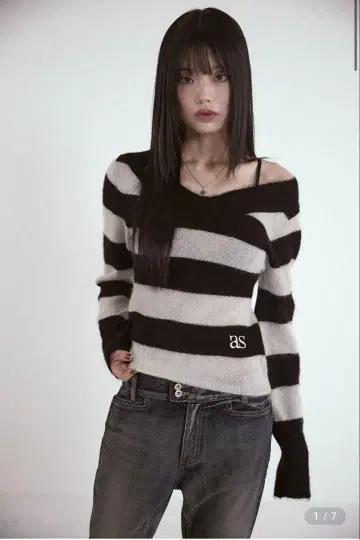 ason (as'on) PONY STRIPE KNIT / BLACK
