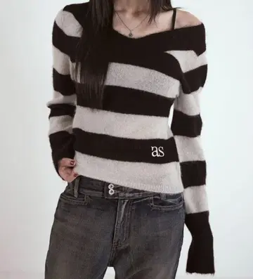 ason (as'on) PONY STRIPE KNIT / BLACK