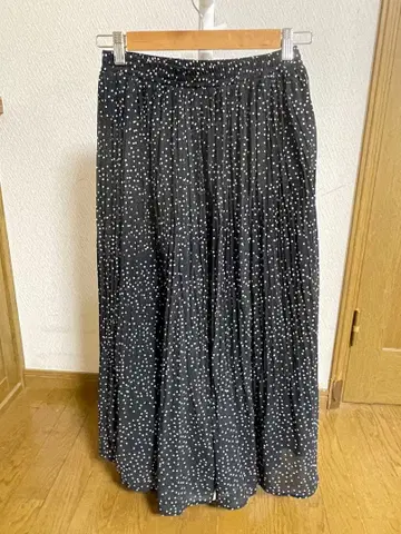 롱 스커트 3세트 흑백 도트 네이비 체크 스트라이프