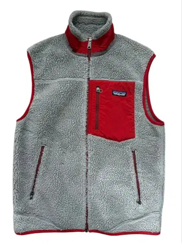 Patagonia 플리스 베스트 그레이/레드