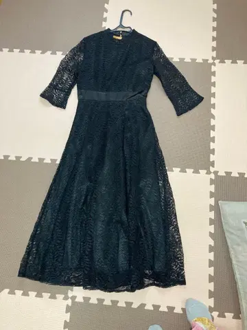 블랙 레이스 롱 드레스